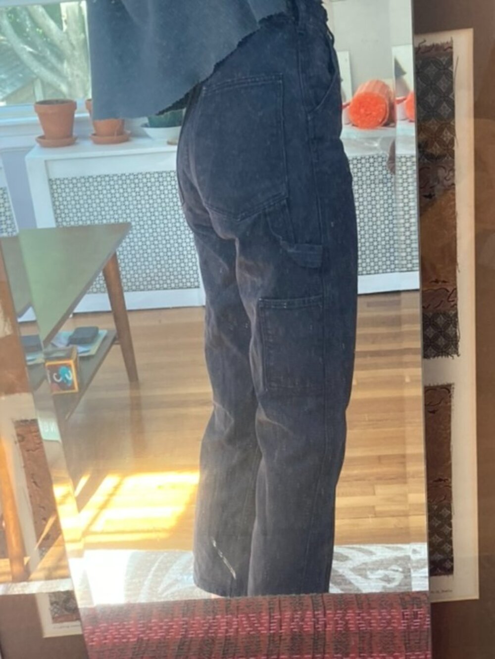 Black high-rise cargo utility jeans size small
